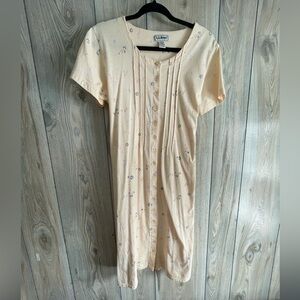 Vintage 90s L.L. Bean floral button down 100% cotton tie back dress. Size L